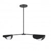 Luminaire suspendu horizontal Emma de Dainolite en verre blanc, avec fini noir mat et 2 ampoules