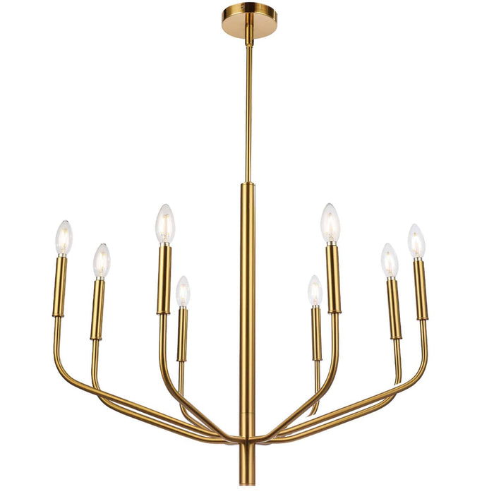 Lustre Eleanor de Dainolite avec fini laiton vieilli et 8 ampoules