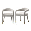 Fauteuil Aspen d’inspiration mi-siecle moderne en tweed argente – Lot de 2