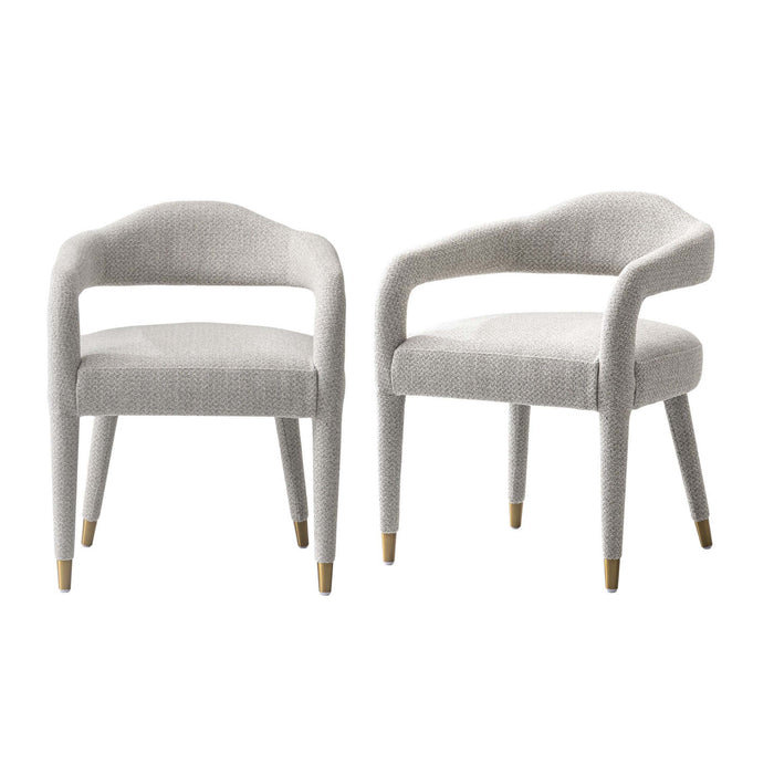 Fauteuil Aspen d’inspiration mi-siecle moderne en tweed argente – Lot de 2