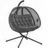 Outsunny Fauteuil Œuf Double sur Pied, Balancelle Suspendue, Gris