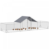 Pawhut Grand Poulailler D'exterieur Pour 12 A 14 Poulets, Poulailler En Metal Avec Couvercle Pour Fe