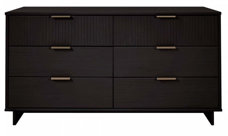 Commode Granville Moderne 55\" en noir (6 tiroirs)