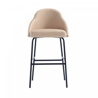 Tabouret de bar moderne en metal Gracie, rembourre, couleur beige et noir