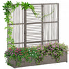 Outsunny Jardiniere En Rotin Avec Treillis, Jardiniere Surelevee, Gris