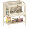 PawHut Cage a hamster en bois avec dessus ouvrant et panneaux transparents, naturel