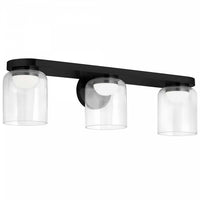 Lumière de coiffeuse Nadine de Dainolite en verre transparent, avec fini noir mat et ampoule à DEL de 30 W
