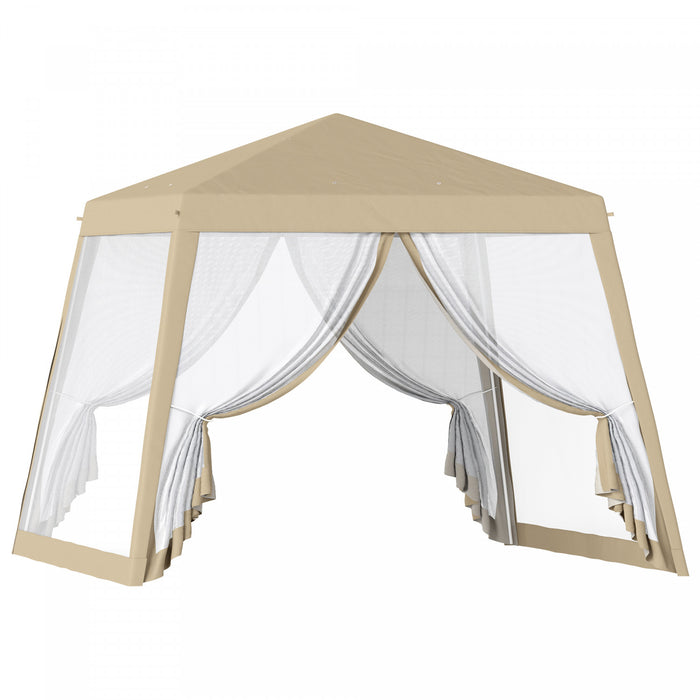 Outsunny Auvent De Tente De Fete 10 X 10 Pi Avec Filet, Abri Pare-soleil, Kaki