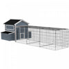 Pawhut Poulailler En Bois Avec Enclos 11' X 5' X 3.5', Nichoirs, Plateau Coulissant, Perchoirs Pour 2 A 4 Poules, Gris Fonce