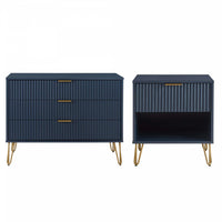 Ensemble moderne de commode 2 pieces Dumbo en bleu minuit