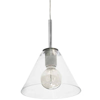 Grand luminaire suspendu Roswell de Dainolite en verre transparent, avec fini chromé satiné et 1 ampoule