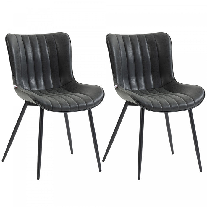 HOMCOM Lot de 2 Chaises de Cuisine Capitonnees avec Dossier