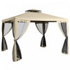 Outsunny Tente D'auvent De Pavillon De Patio De 12' Avec Filet, Taupe