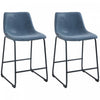 HOMCOM Bar Stools Set of 2, Counter Height Barstools with Back