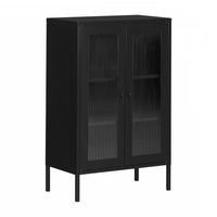Armoire décorative Kodali avec portes en verre - noire