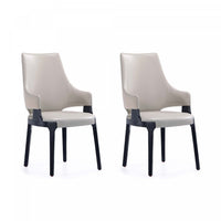  Chaise de salle a manger moderne en bois Kara avec revetement en tissu gris clair - Lot de 2