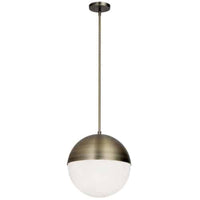 Luminaire suspendu Dayanade Dainolite en verre blanc, avec fini laiton antique et 3 ampoules