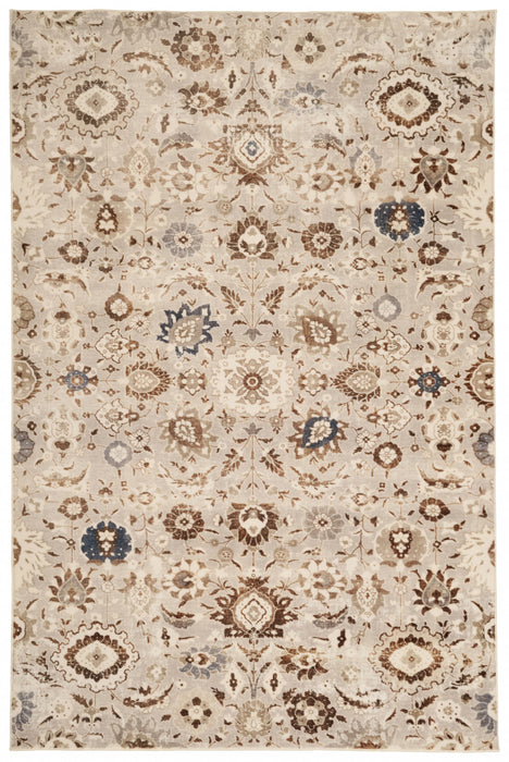 Tapis Lavable/Traditionnel Lunelle 5'0\" x 7'6\" en Gris