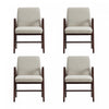 Fauteuil moderne Stella en velours avec accoudoirs en bois, coloris champagne - Lot de 4