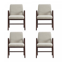 Fauteuil moderne Stella en velours avec accoudoirs en bois, coloris champagne - Lot de 4