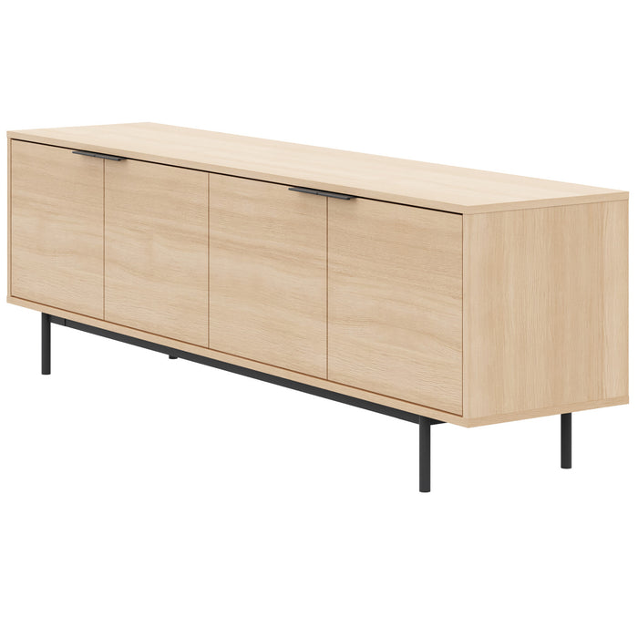 Meuble pour téléviseur Hamilton de Nordika de 70 po avec 4 armoires de rangement - chêne blond naturel