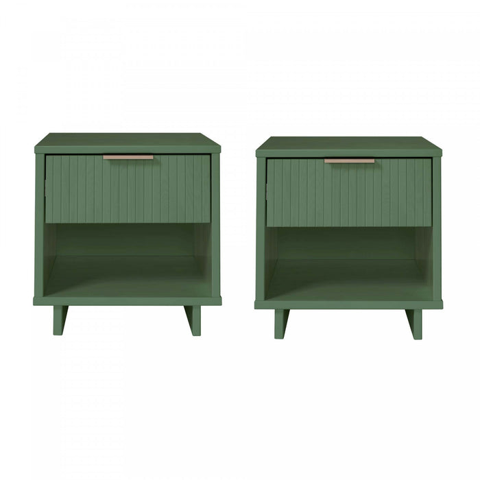 Table de nuit Granville Moderne 18\" en vert sauge (1 tiroir) - Lot de 2