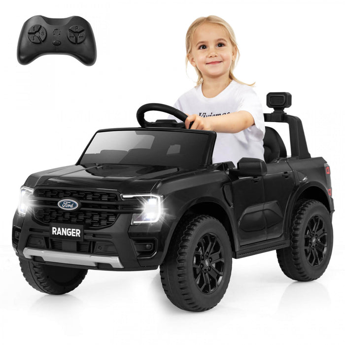 Costway 12v Ford Ranger Enfants Sous Licence Sur Voiture Avec Panier De Stockage A Telecommande Noir