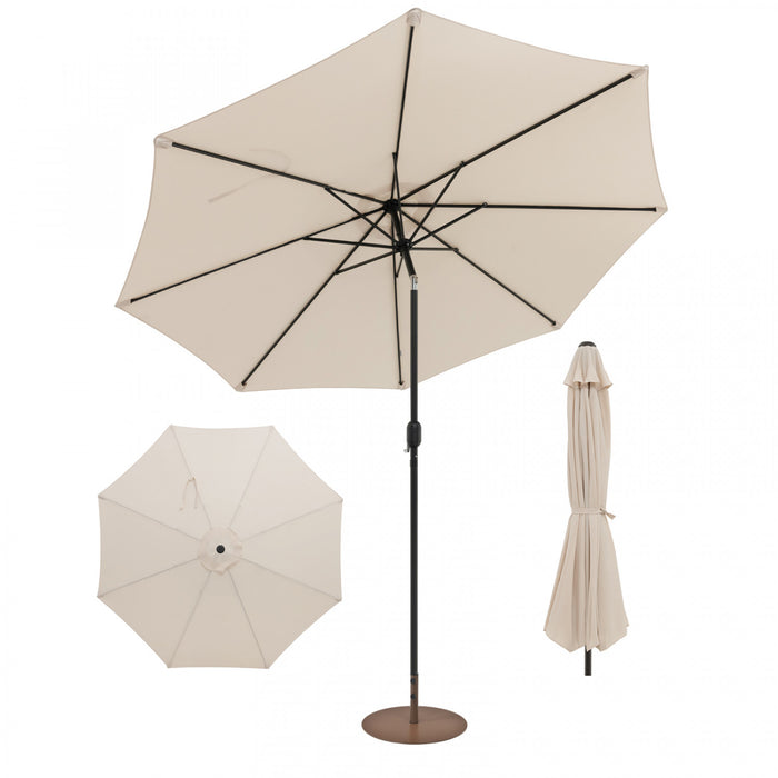 Costway Parasol de Patio 10ft Exterieur avec Pied de Parasol Rond Robuste de 59 LBS