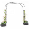 Outsunny Arche de Jardin avec 2 Bacs a Plantes, Treillis Exterieur, Noir