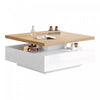 Liam table basse pivotante – table avec plateau rotatif a 360°, blanc