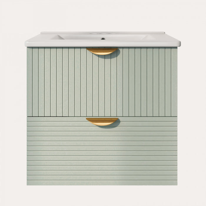 Emily Meuble-lavabo De Salle De Bain Moderne Mural 24\" Avec Lavabo En Ceramique - Vert