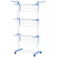 Homcom Etendoir A Linge Pliable Avec 2 Ailes Laterales, 4 Roulettes