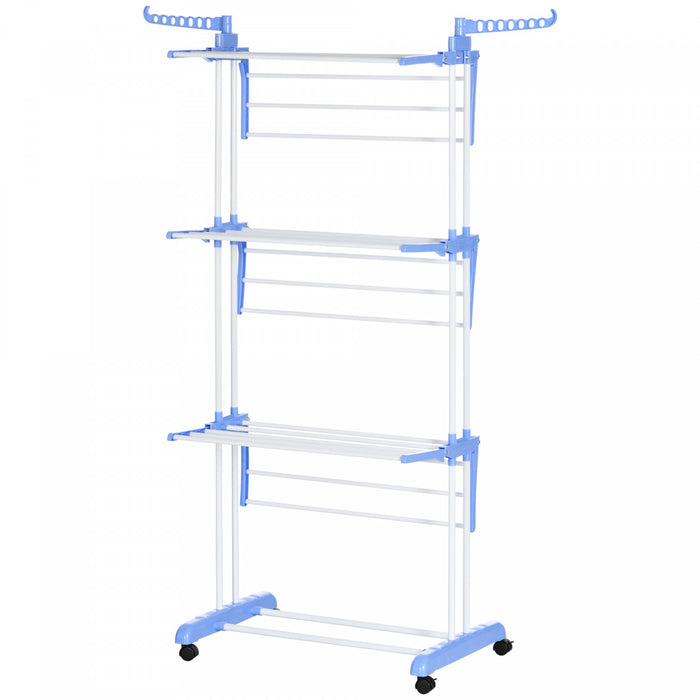 Homcom Etendoir A Linge Pliable Avec 2 Ailes Laterales, 4 Roulettes