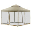 Costway 2-tier 10’x10’ Gazebo Abri Auvent Tente Patio Jardin Structure Sans Vis Brun