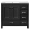 Meuble de salle de bain moderne Derek 36 pouces avec lavabo ceramique et rangement multiple, noir