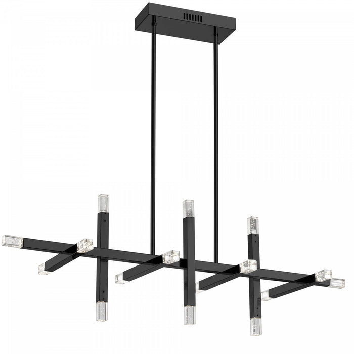Lustre horizontal Francesca de Dainolite en acrylique qui diffuse la lumière, avec fini noir mat et ampoule de 48 W