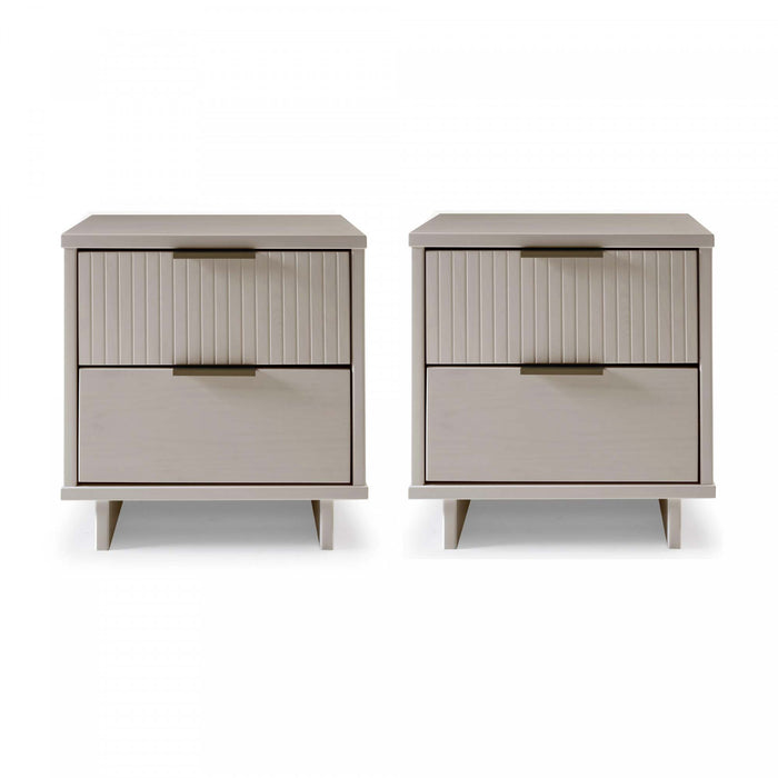 Table de nuit Granville Moderne 18\" en gris clair (2 tiroirs) - Lot de 2