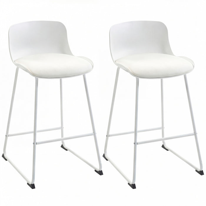 HOMCOM Tabourets de Bar Modernes Lot de 2, Tabourets en Cuir PU, Blanc