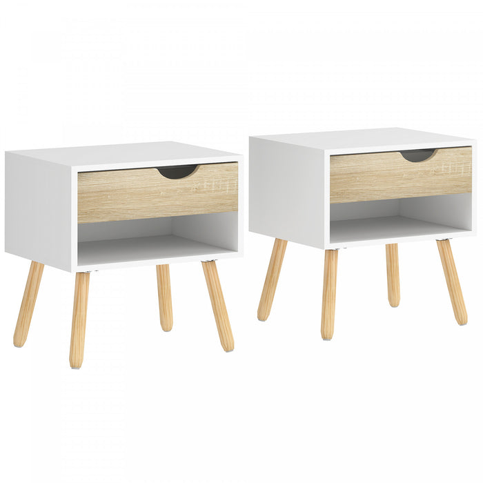 HOMCOM Table de Chevet Tiroir Etagere Table d'Appoint Chambre