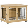 Pawhut Table D'appoint Pour Animal Domestique Avec Coussin Moelleux, Meubles De Cage Pour Chien A Double Porte Pour Chiens De Taille Moyenne, Chenil En Fil De Bois Pour Une Utilisation En Interieur