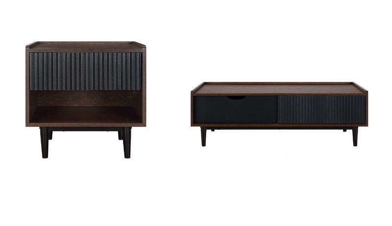 Ensemble de 2 tables Duane style milieu du siecle moderne : table basse et table d’appoint, noir