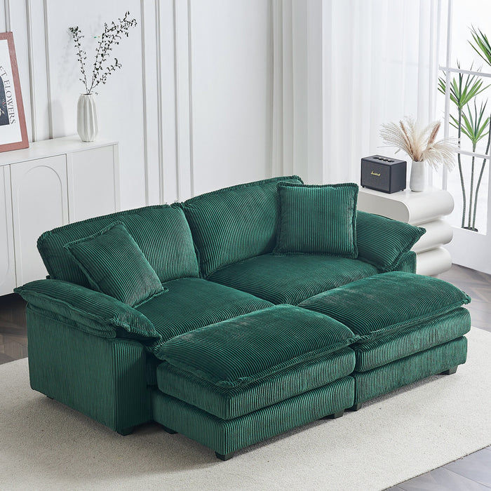 Liam Canape modulaire confortable Cloud 84,6\" avec revetement en velours cotele, Vert