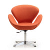 Chaise pivotante réglable Raspberry de Manhattan Comfort en chrome poli et en mélange de laine - orange