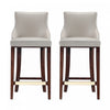 Tabouret de bar moderne en bois Shubert avec revetement en tissu gris clair - Lot de 2