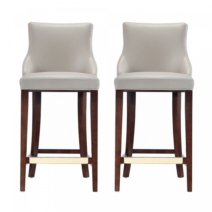 Tabouret de bar moderne en bois Shubert avec revetement en tissu gris clair - Lot de 2