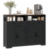 HOMCOM Buffet avec 4 portes de grange et 3 tiroirs, noir