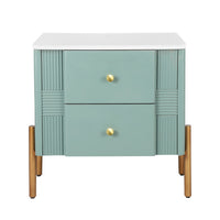 Lila Table de Nuit Moderne avec Tiroirs de Rangement et Poignees Metalliques, Vert