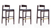 Tabouret de bar en bois rembourre style Klismos mi-siecle moderne noir - Lot de 3