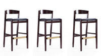  Tabouret de bar en bois rembourre style Klismos mi-siecle moderne noir - Lot de 3