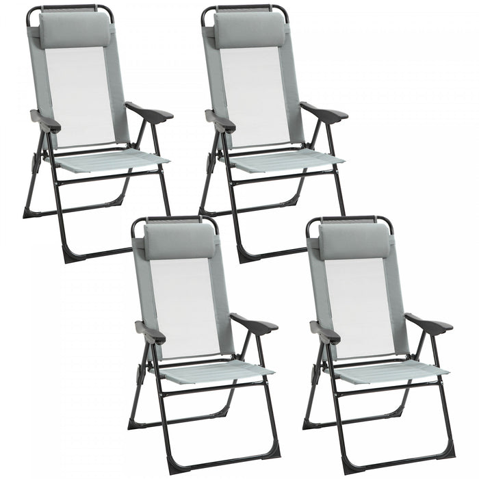 Ensemble De 4 Chaises De Camping Outsunny, Gris